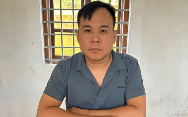 Đối tượng Hà Văn Huynh tại cơ quan Công an