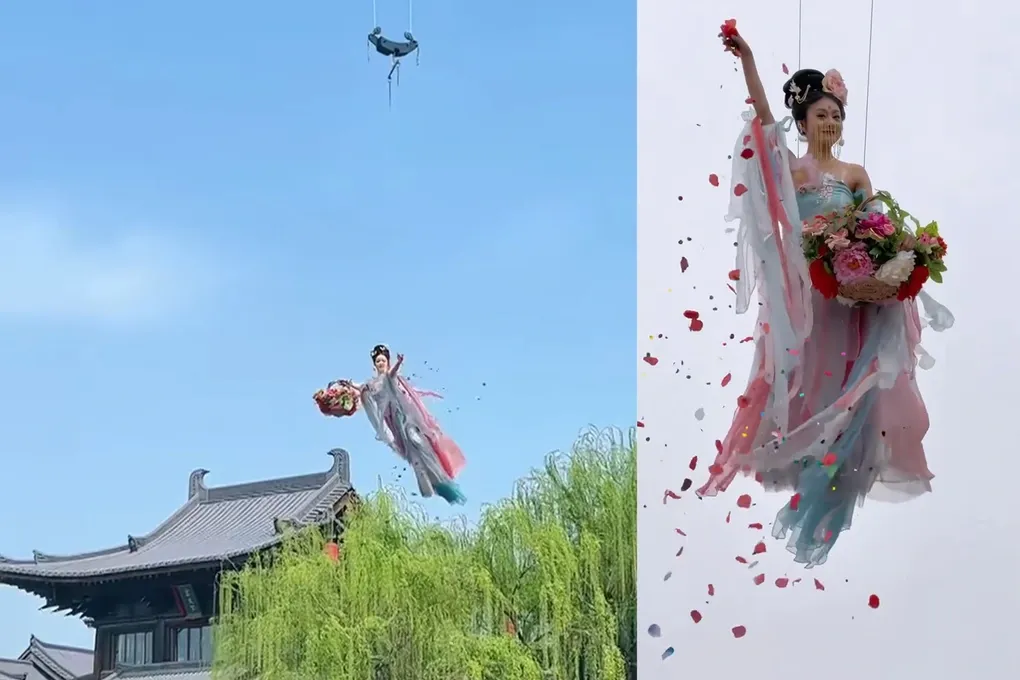 Du lịch nhập vai b&ugrave;ng nổ ở Trung Quốc, du kh&aacute;ch chi tiền đu d&acirc;y h&oacute;a &ldquo;ti&ecirc;n nữ bay&rdquo;- Ảnh 2.