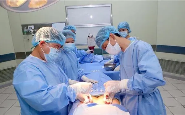 Bệnh viện Trung ương Huế thực hiện thu thập tế bào gốc từ mẹ bệnh nhi. Ảnh: TTXVN