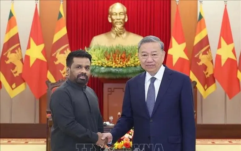 Tổng Bí thư Tô Lâm tiếp Tổng thống Sri Lanka Anura Kumara Dissanayaka chiều 4/5/2025. (Ảnh: TTXVN)