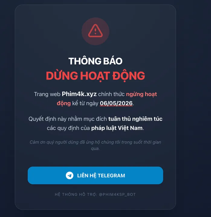 H&agrave;ng loạt website phim lậu th&ocirc;ng b&aacute;o ngừng hoạt động  - Ảnh 1.