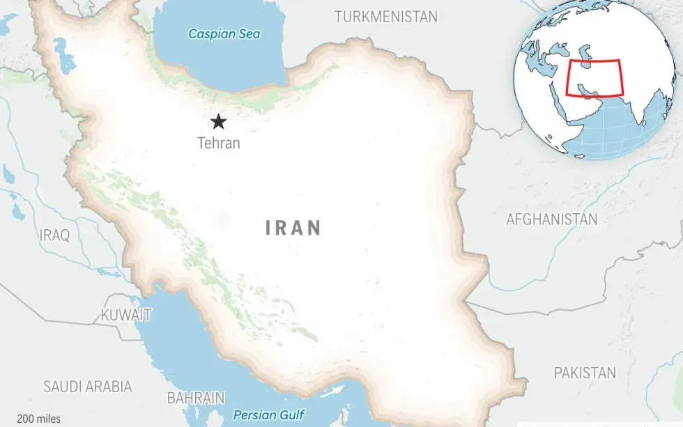 Bản đồ vị trí Iran và thủ đô Tehran. (Ảnh: AP)