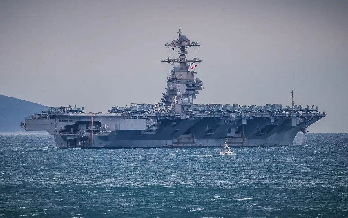 Tàu sân bay lớn nhất thế giới USS Gerald R. Ford của Mỹ (Ảnh: Xinhua)