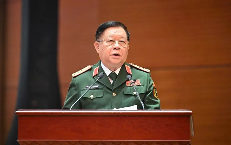 Đại tướng Nguyễn Trọng Nghĩa, Ủy viên Bộ Chính trị, Bí thư Trung ương Đảng, Ủy viên Thường vụ Quân ủy Trung ương, Chủ nhiệm Tổng cục Chính trị QĐND Việt Nam phát biểu.