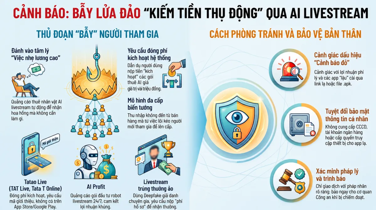 Lừa đảo &ldquo;kiếm tiền thụ động&rdquo; qua AI livestream, chiếm đoạt t&agrave;i sản - Ảnh 1.