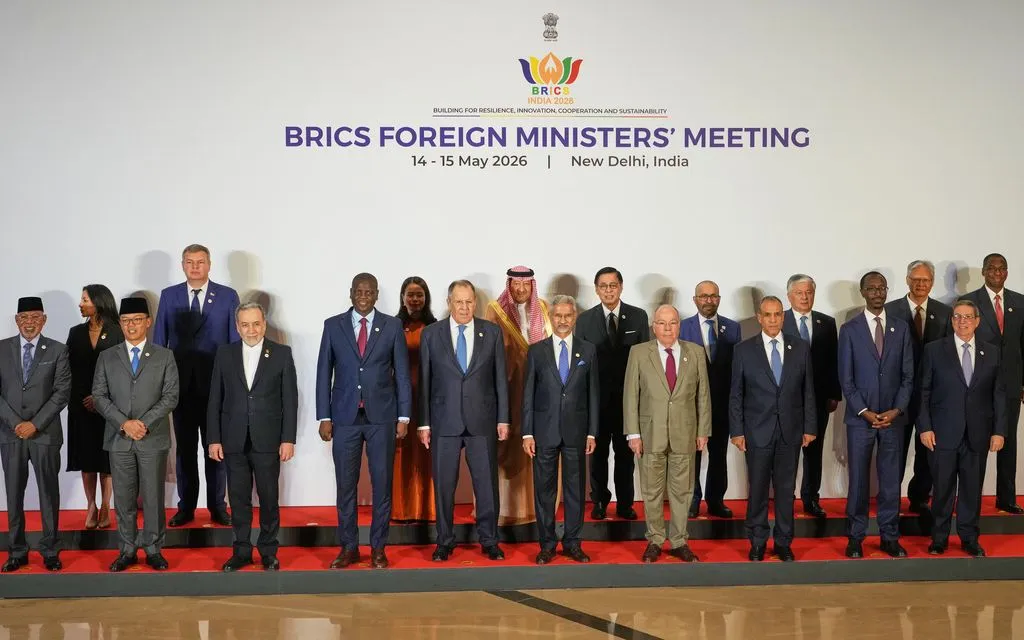 Đại diện chính phủ các quốc gia BRICS và các nước đối tác tại Hội nghị Ngoại trưởng BRICS ở New Delhi, Ấn Độ, ngày 14/5/2026 (Ảnh AP)