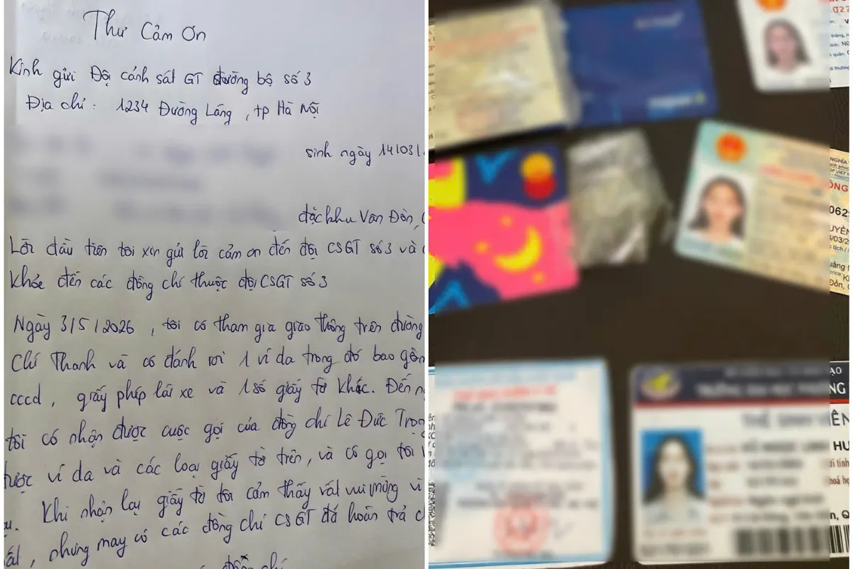 H&agrave; Nội: Rơi mất v&iacute; c&ugrave;ng giấy tờ, c&ocirc; g&aacute;i bất ngờ được CSGT li&ecirc;n hệ trao trả - Ảnh 1.