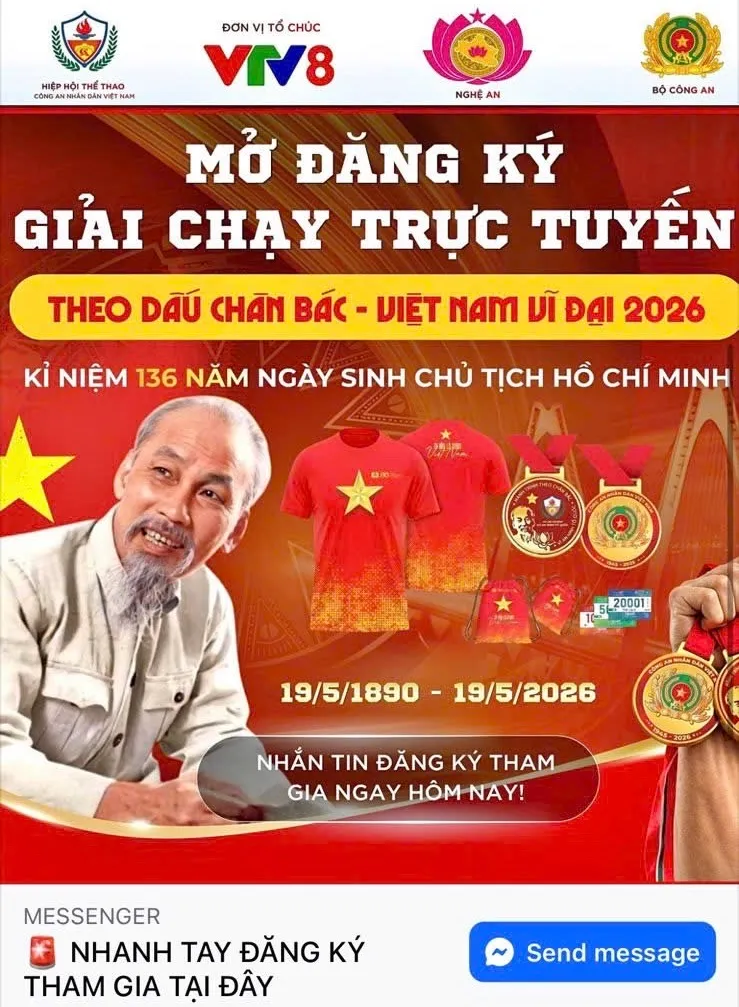 Cảnh báo các trang fanpage giả mạo Giải chạy "Hành trình theo chân Bác - Vì An ninh Tổ quốc 2026"- Ảnh 4. Cảnh báo các trang fanpage giả mạo Giải chạy "Hành trình theo chân Bác - Vì An ninh Tổ quốc 2026"- Ảnh 4.