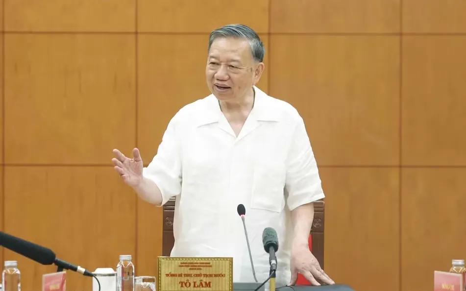 Tổng Bí thư, Chủ tịch nước Tô Lâm phát biểu tại buổi làm việc. 