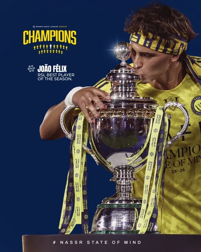 Joao Felix vượt Ronaldo, giành danh hiệu Cầu thủ hay nhất Saudi Pro League 2025-2026- Ảnh 1. Joao Felix vượt Ronaldo, giành danh hiệu Cầu thủ hay nhất Saudi Pro League 2025-2026- Ảnh 1.
