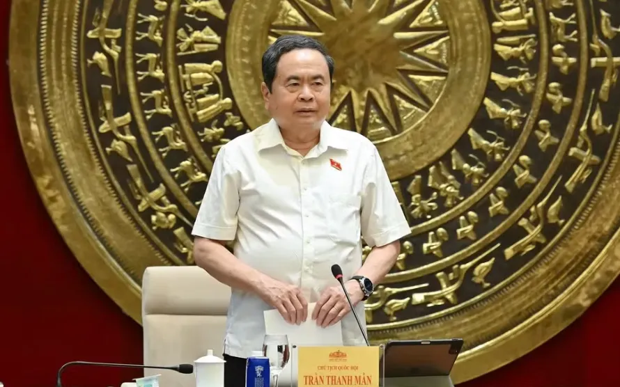 Chủ tịch Quốc hội Trần Thanh Mẫn phát biểu chỉ đạo tại cuộc làm việc. Ảnh: Nhân Dân