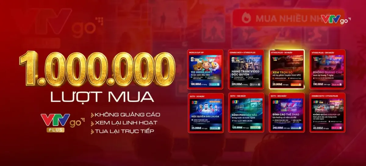 VTVgo đạt mốc 1 triệu lượt mua gói VTVgo Plus, tặng 11 phần quà cho khán giả- Ảnh 1. VTVgo đạt mốc 1 triệu lượt mua gói VTVgo Plus, tặng 11 phần quà cho khán giả- Ảnh 1.
