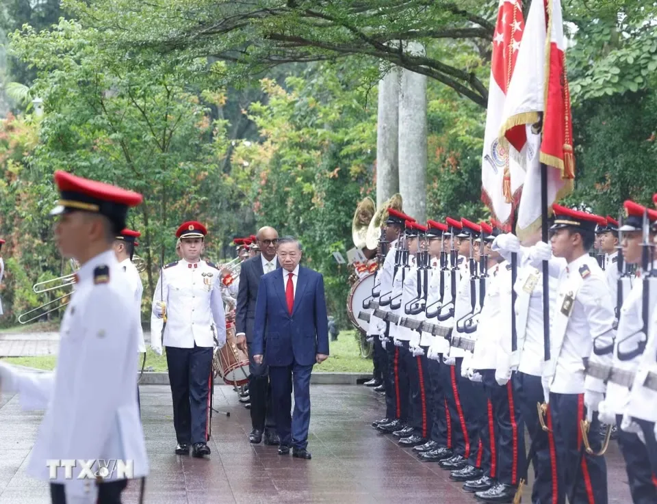 Lễ đón Tổng Bí thư, Chủ tịch nước Tô Lâm và Phu nhân thăm cấp Nhà nước Cộng hòa Singapore - Ảnh 1.