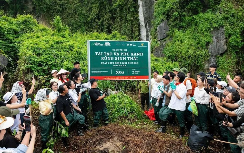 Hà Anh Tuấn, Bùi Công Nam, Phùng Khánh Linh và khán giả Forestival 2026 tham gia trồng rừng ở Ninh Bình