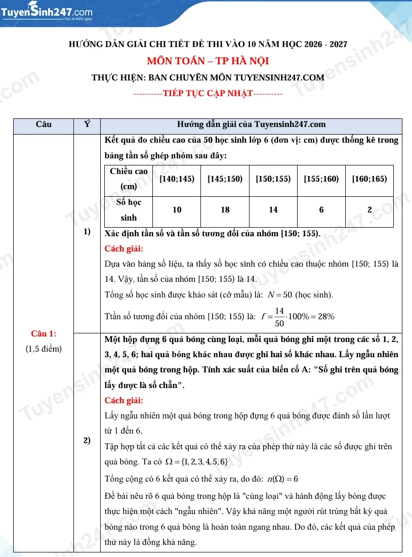 Gợi ý đáp án môn Toán thi vào lớp 10 năm học 2026-2027 - Ảnh 1.