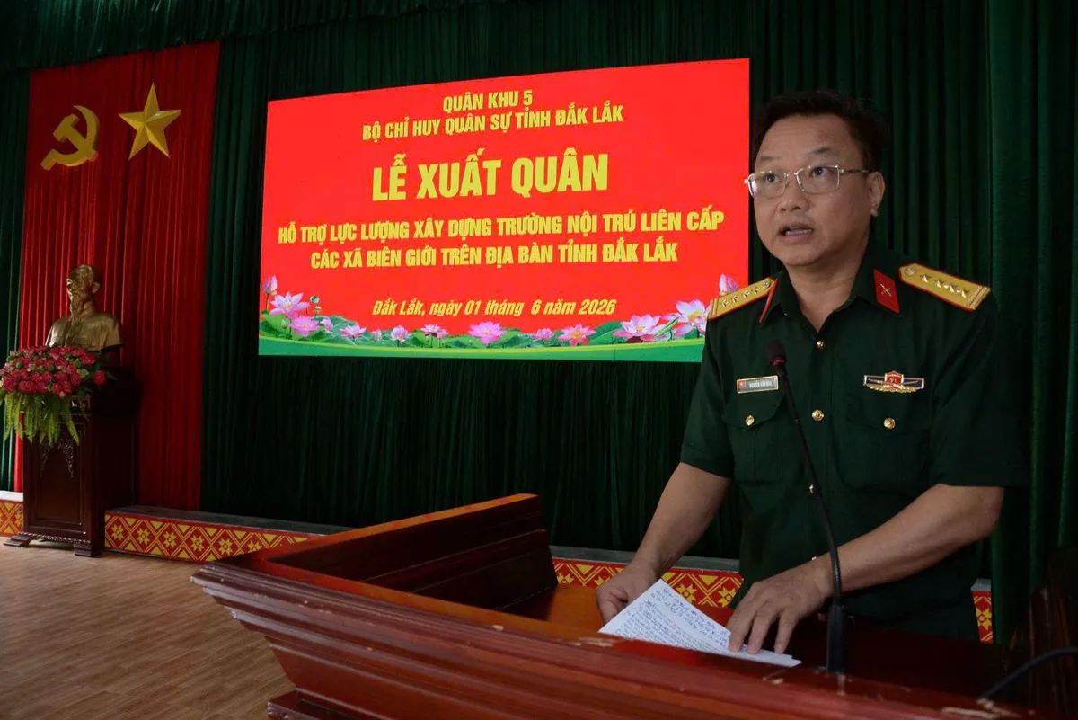 Đắk Lắk xuất qu&acirc;n hỗ trợ x&acirc;y dựng trường nội tr&uacute; li&ecirc;n cấp nơi bi&ecirc;n giới- Ảnh 1.
