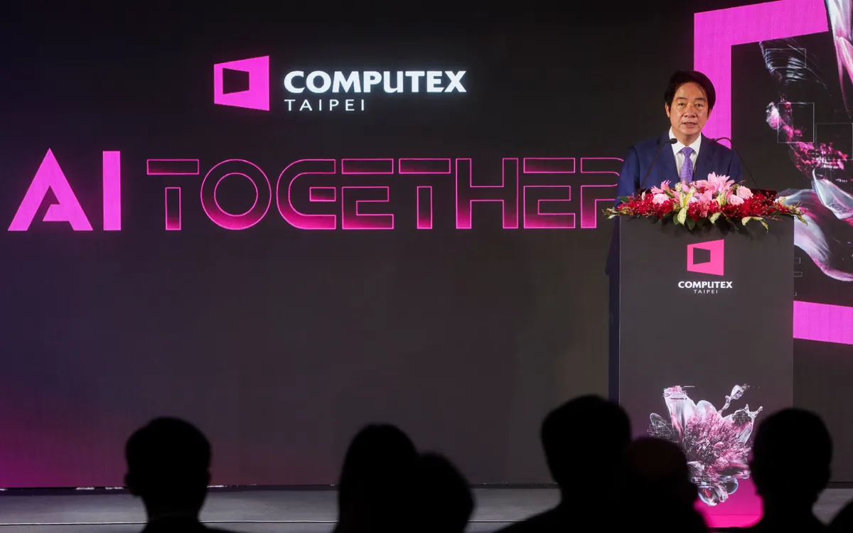 Ông Lai Ching-te phát biểu tại lễ khai mạc triển lãm Computex ở Đài Bắc, Đài Loan (Trung Quốc), ngày 2/6/2026. (Ảnh: Reuters)