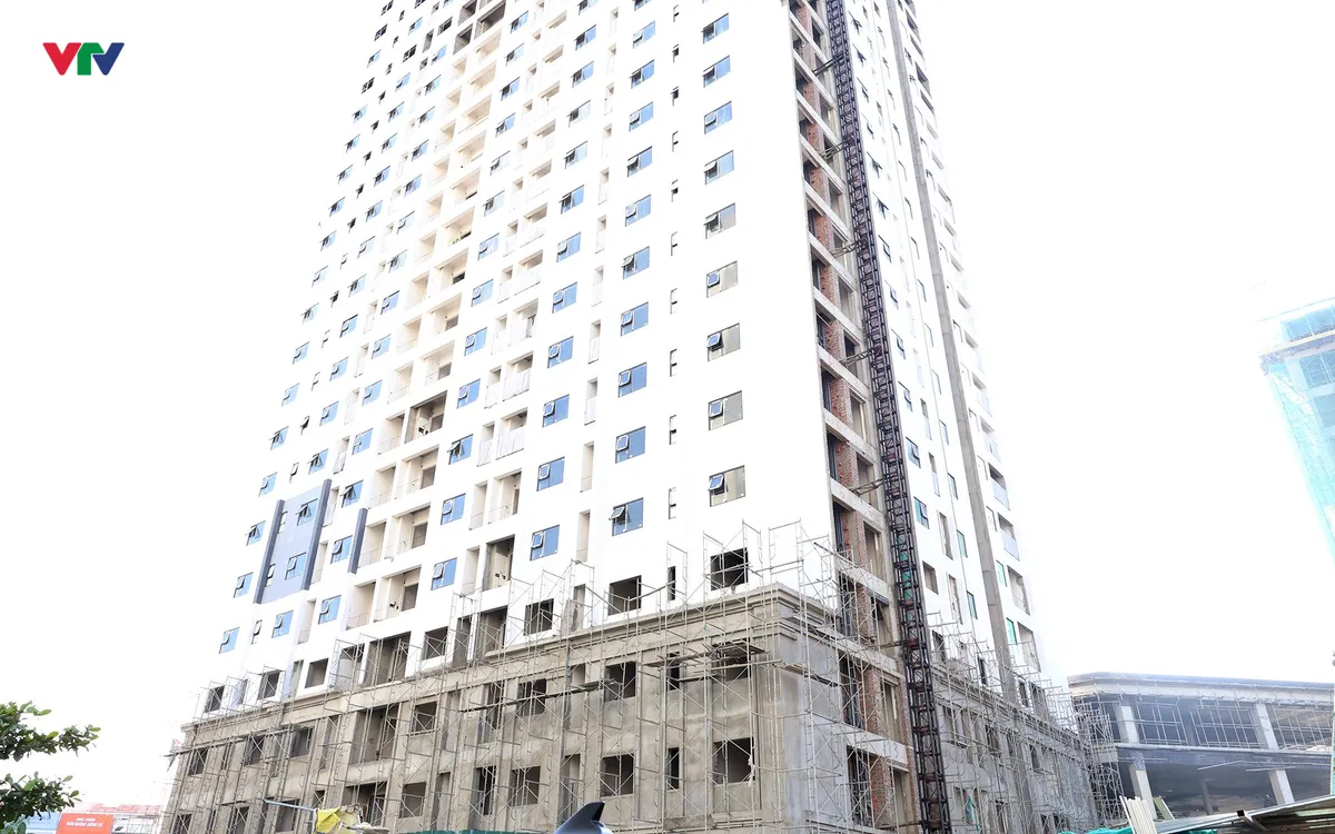 Tòa nhà CT3A đến nay đã hoàn thành phần thô và đang từng bước hoàn thiện. Ảnh Phan Quỳnh.