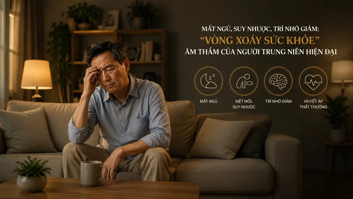 Mất ngủ, suy nhược, tr&iacute; nhớ giảm: &ldquo;V&ograve;ng xo&aacute;y sức khỏe&rdquo; &acirc;m thầm của người trung ni&ecirc;n hiện đại- Ảnh 1.
