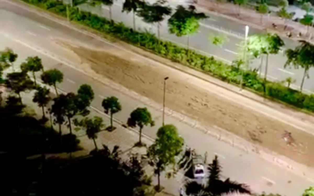 Hiện trường xử lý vụ việc nhìn từ trên cao do người dân ghi lại, đăng tải trên MXH.