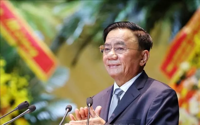 Đồng chí Trần Cẩm Tú, Ủy viên Bộ Chính trị, Thường trực Ban Bí thư phát biểu chỉ đạo Đại hội. Ảnh: Phương Hoa/TTXVN