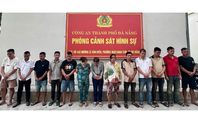 Các đối tượng bị tạm giữ. Ảnh: Công an TP Đà Nẵng