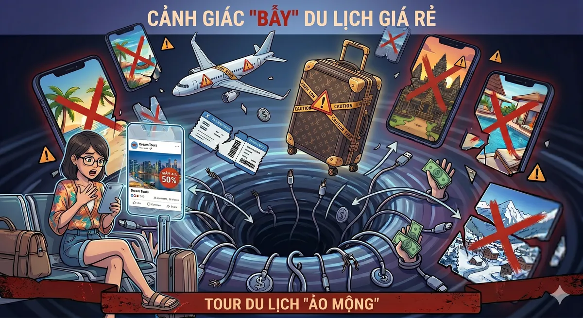 Bẫy lừa "Du lịch giá rẻ": Khi sự cả tin bị thao túng bởi công nghệ.- Ảnh 3. Bẫy lừa "Du lịch giá rẻ": Khi sự cả tin bị thao túng bởi công nghệ.- Ảnh 3.
