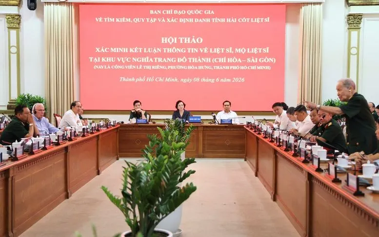 Hội thảo xác minh kết luận thông tin về liệt sĩ tại khu vực Nghĩa trang Đô Thành (Chí Hòa – Sài Gòn), nay là Công viên Lê Thị Riêng - Ảnh: VGP