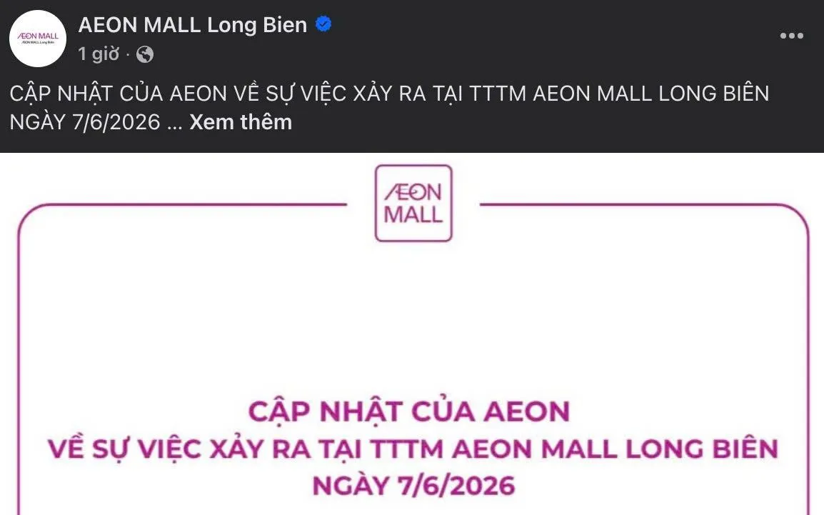 AEON Việt Nam thừa nhận nhận định không chính xác và xác nhận khách hàng đã thanh toán đầy đủ toàn bộ sản phẩm mua sắm tại AEON Mall Long Biên. Ảnh: AEON Mall Long Biên.

