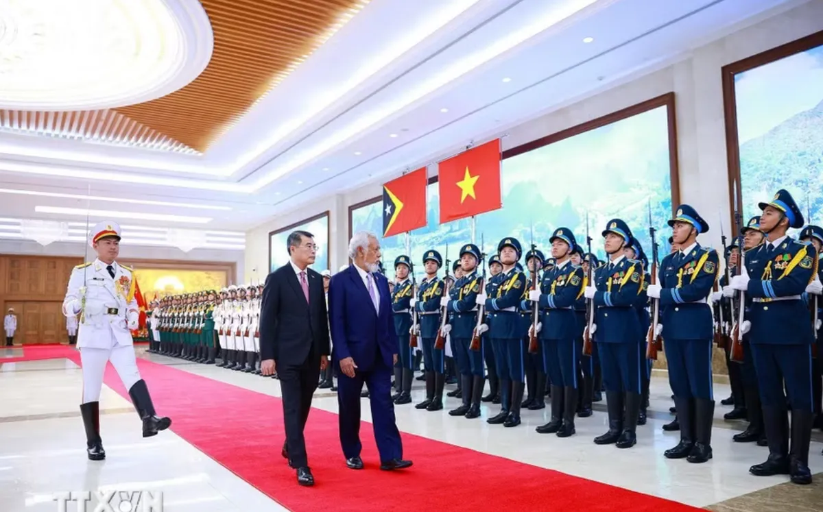 Thủ tướng L&ecirc; Minh Hưng chủ tr&igrave; lễ đ&oacute;n ch&iacute;nh thức Thủ tướng Timor-Leste - Ảnh 3.