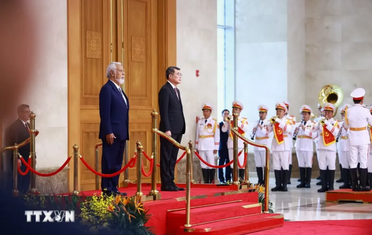 Thủ tướng L&ecirc; Minh Hưng chủ tr&igrave; lễ đ&oacute;n ch&iacute;nh thức Thủ tướng Timor-Leste - Ảnh 2.