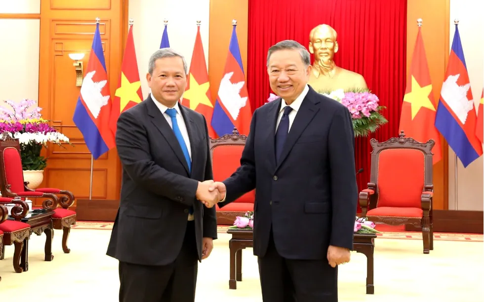 Tổng Bí thư, Chủ tịch nước Tô Lâm tiếp Thủ tướng Campuchia Hun Manet. Ảnh: Cổng TTĐT ĐCSVN