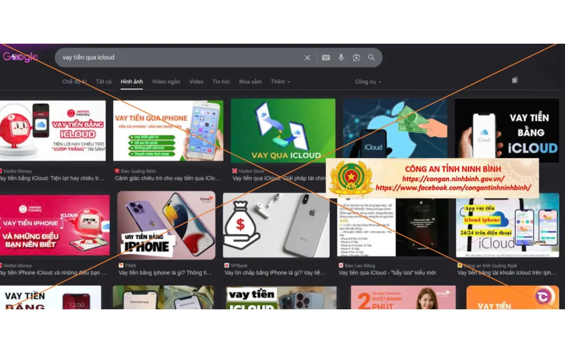 Một quảng cáo vay tiền qua tài khoản iCloud. Ảnh: Công an Ninh Bình