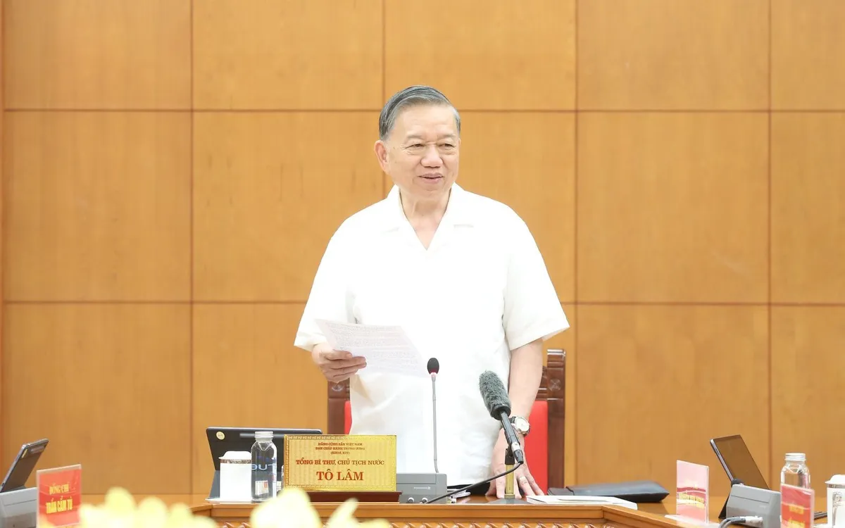 Tổng Bí thư, Chủ tịch nước Tô Lâm phát biểu chỉ đạo tại cuộc làm việc. Ảnh: ĐCSVN