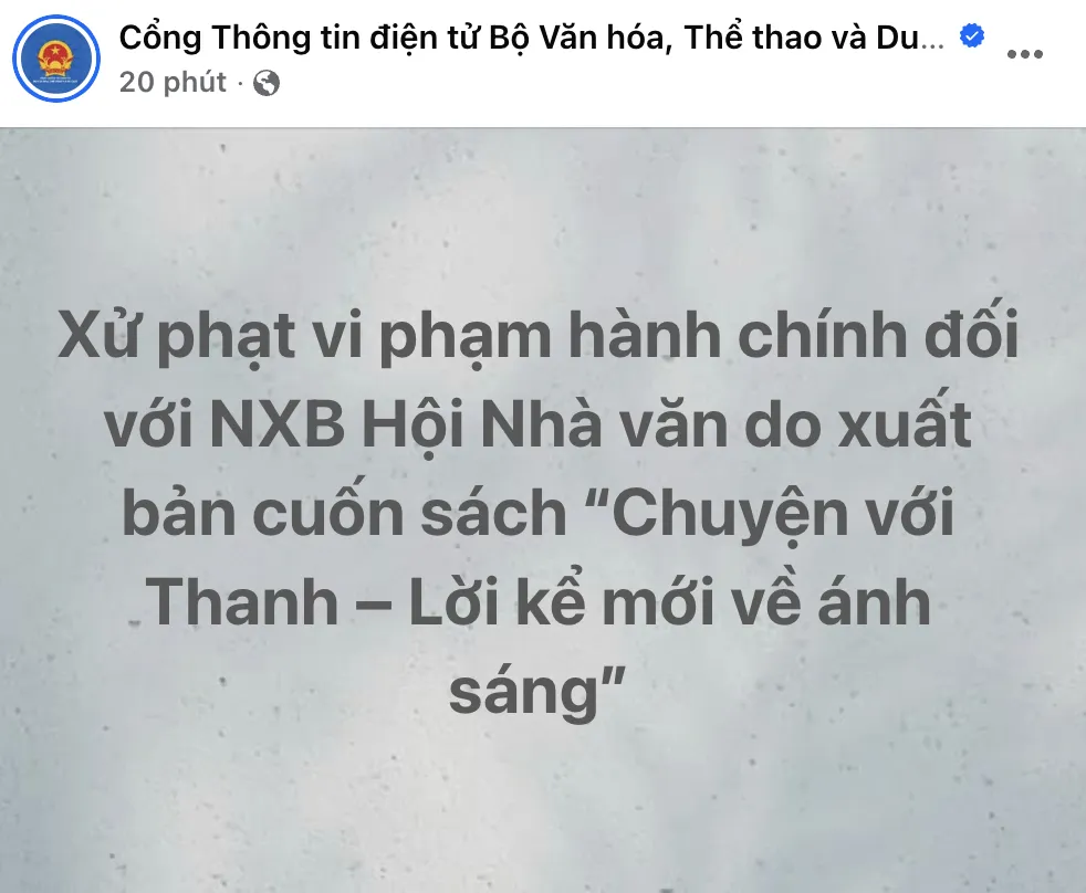 Phạt 100 triệu đồng, đ&igrave;nh chỉ xuất bản 2 th&aacute;ng đối với Nh&agrave; xuất bản Hội Nh&agrave; văn - Ảnh 1.