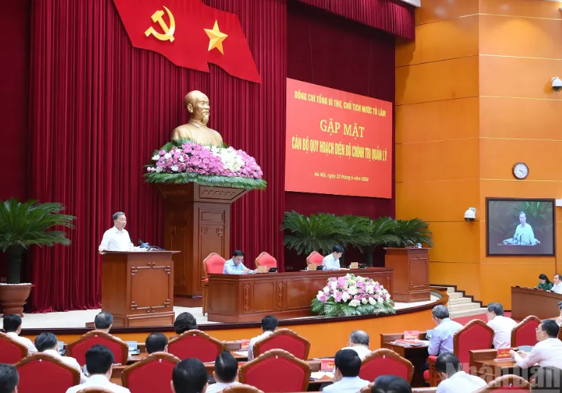 Tổng B&iacute; thư, Chủ tịch nước T&ocirc; L&acirc;m chủ tr&igrave; gặp mặt c&aacute;n bộ quy hoạch diện Bộ Ch&iacute;nh trị quản l&yacute; - Ảnh 1.