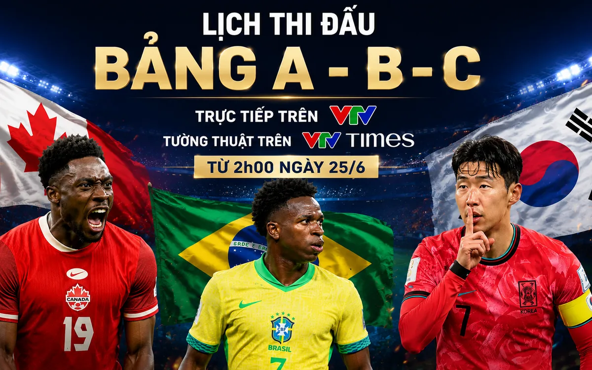 Đài Truyền hình Việt Nam (VTV) và Thời báo VTV (VTV Times) sẽ tường thuật trực tiếp loạt trận đấu cuối vòng bảng A-B-C FIFA World Cup 2026™ liên tục từ 2h00 ngày 25/6/2026.