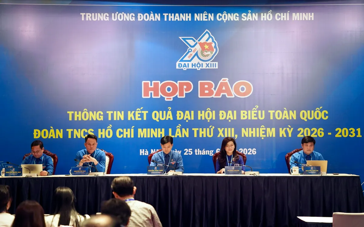 Chương trình họp báo thông tin kết quả Đại hội Đoàn toàn quốc lần thứ XIII. Ảnh: Ngọc Lan.