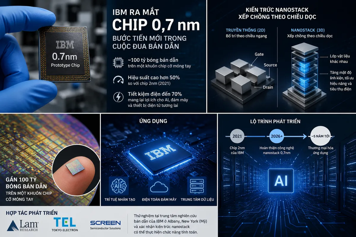 IBM ra mắt chip b&aacute;n dẫn 0,7 nm, mở đường cho kỷ nguy&ecirc;n AI hiệu năng cao- Ảnh 1.