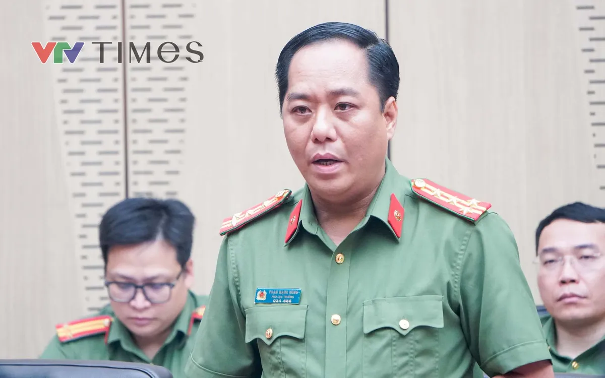  Đại tá Phạm Mạnh Hùng, Phó Cục trưởng Cục An ninh kinh tế (A04), Bộ Công an phát biểu tại họp báo.