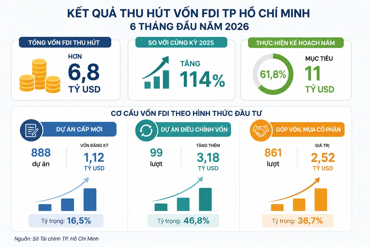 TP Hồ Ch&iacute; Minh: Cải thiện m&ocirc;i trường đầu tư, thu h&uacute;t vốn FDI tăng mạnh nửa đầu năm- Ảnh 1.