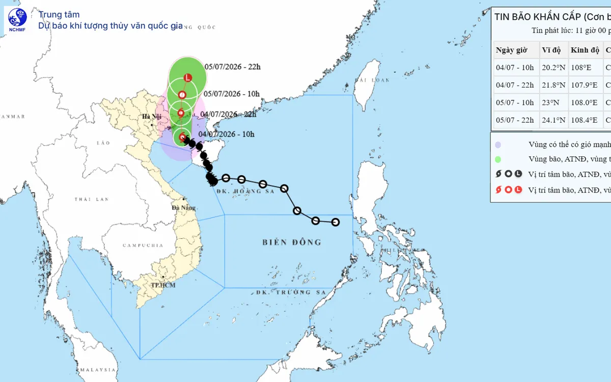 Ảnh: Trung tâm Dự báo khí tượng thủy văn Quốc gia
