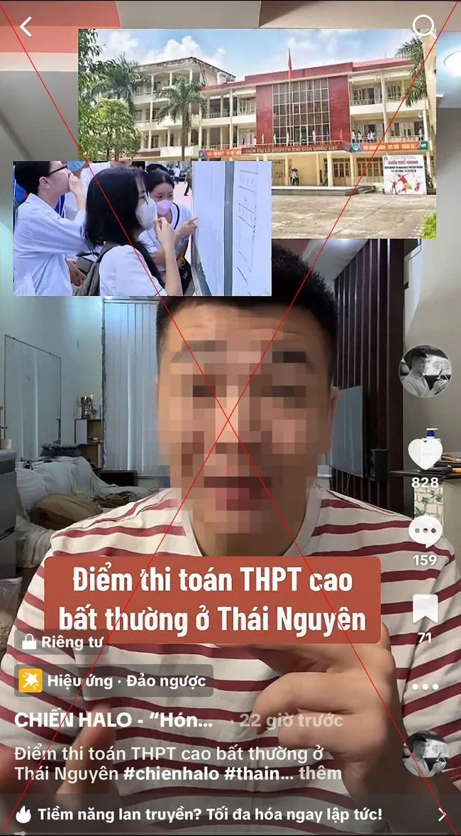 Đăng sai thông tin điểm thi ở Thái Nguyên để câu view, nam TikToker bị công an làm việc- Ảnh 1. Đăng sai thông tin điểm thi ở Thái Nguyên để câu view, nam TikToker bị công an làm việc- Ảnh 1.