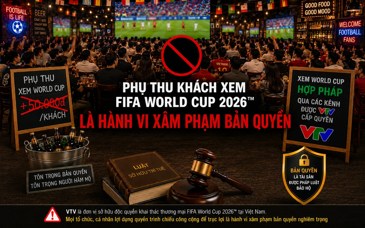 VTV ủng hộ trình chiếu công cộng phi thương mại để phục vụ khán giả cả nước, tuy nhiên, việc lợi dụng quyền này để trục lợi là hành vi xâm phạm nghiêm trọng bản quyền FIFA World Cup 2026™ thuộc sở hữu hợp pháp của Đài Truyền hình Việt Nam. (Ảnh minh hoạ được tạo bởi AI, phục vụ yêu cầu biên tập của Thời báo VTV).
