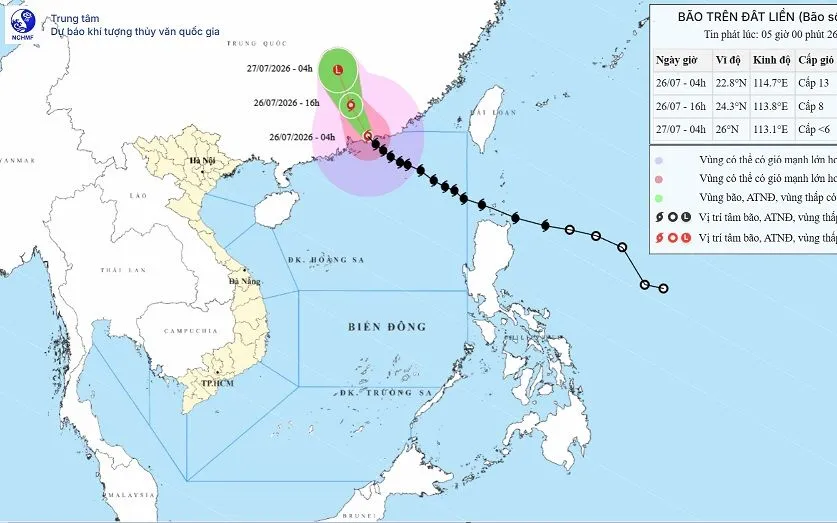 Ảnh: Trung tâm Dự báo Khí tượng Thủy văn Quốc gia