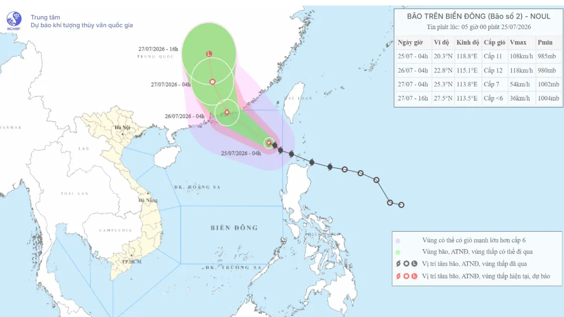 B&atilde;o NOUL đi Biển Đ&ocirc;ng v&agrave; trở th&agrave;nh b&atilde;o số 2 trong năm 2026 - Ảnh 1.