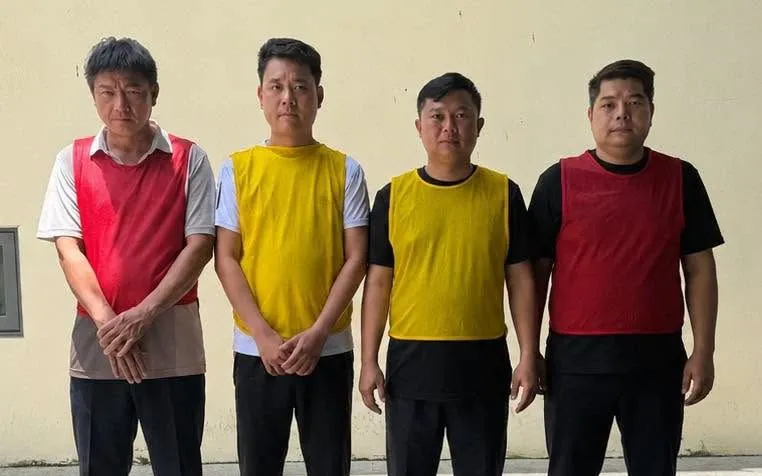 Các đối tượng (từ trái sang phải): Nguyễn Văn Thơm, Nguyễn Tấn Đức, Huỳnh Minh Toàn, Lê Thanh Hiếu. (Ảnh: Bộ Công an)