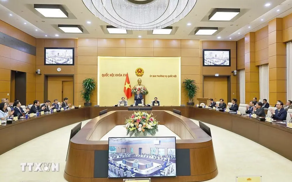 Chủ tịch Quốc hội Trần Thanh Mẫn phát biểu. (Ảnh: Doãn Tấn/TTXVN)