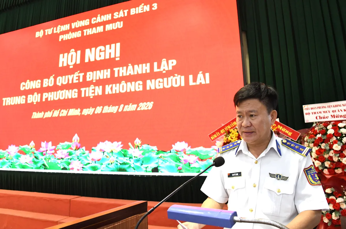 Bộ Tư lệnh V&ugrave;ng Cảnh s&aacute;t biển 3 c&ocirc;ng bố Quyết định th&agrave;nh lập Trung đội Phương tiện kh&ocirc;ng người l&aacute;i - Ảnh 1.
