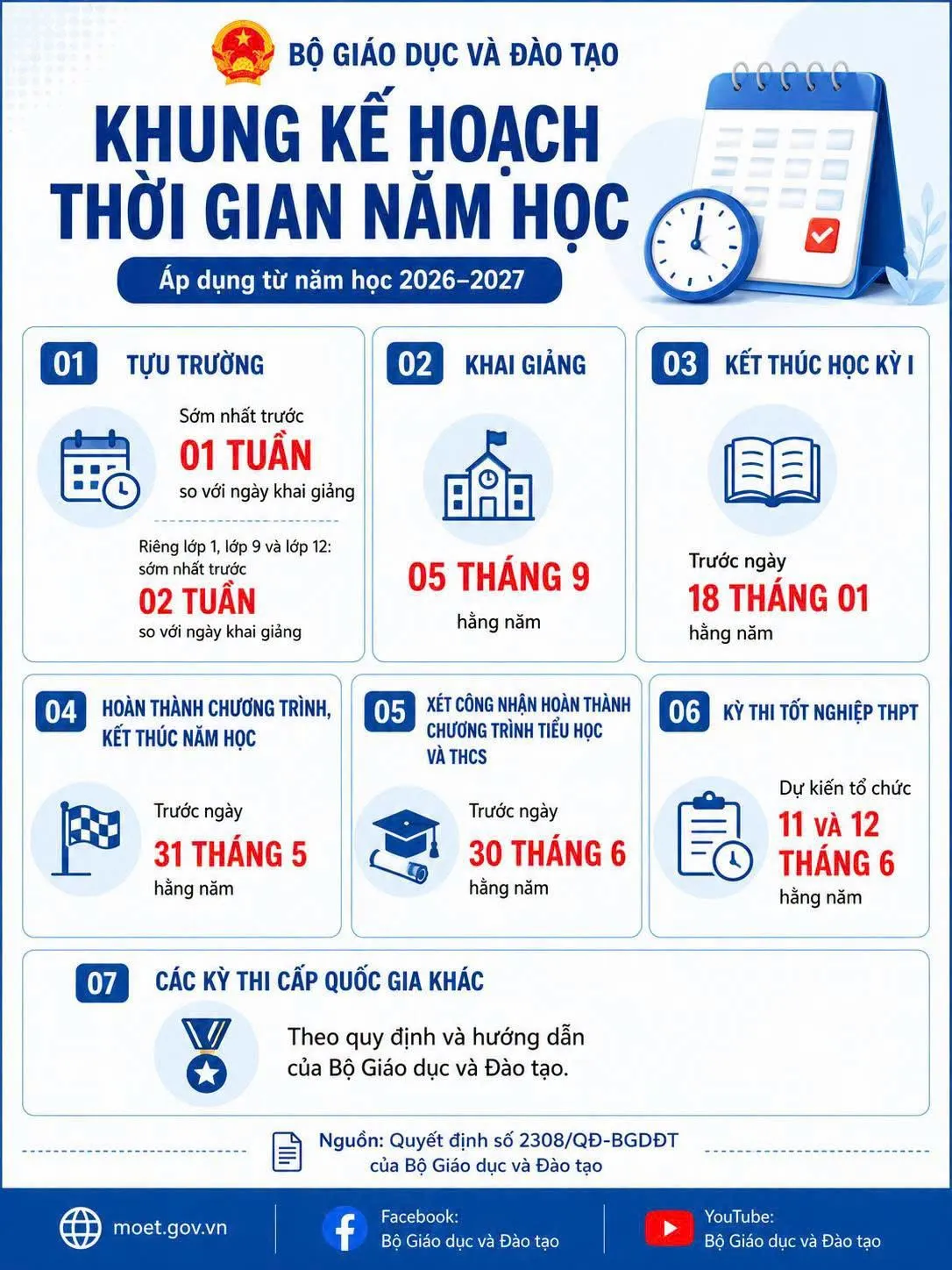 Lần đầu ban h&agrave;nh khung thời gian năm học &aacute;p dụng ổn định từ 2026-2027 - Ảnh 1.